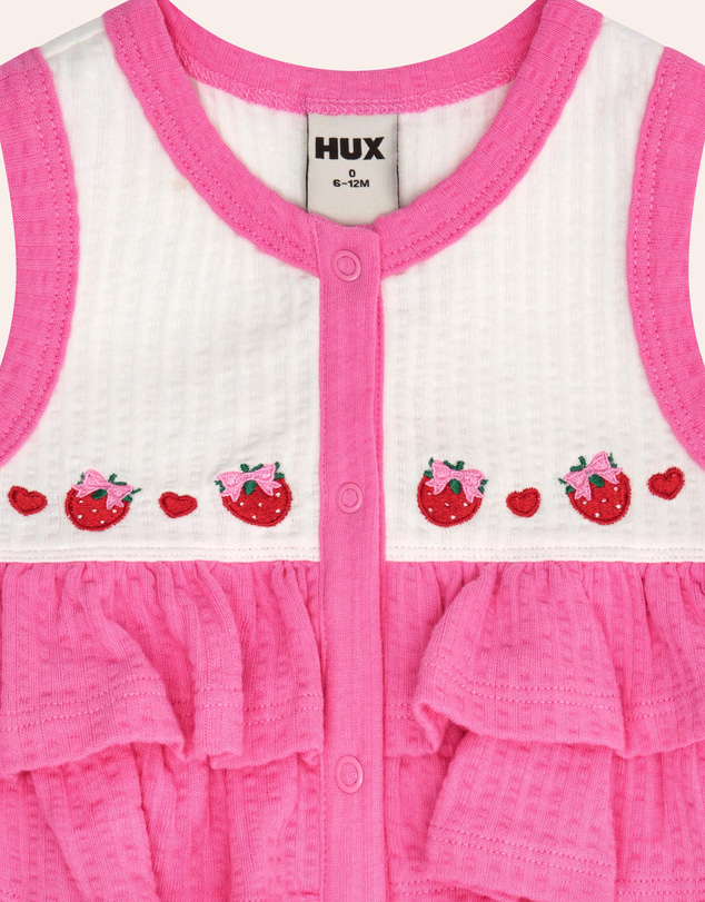 Huxbaby - Berry Sweet Seersucker Romper - Babies