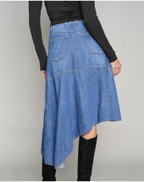 Love and Nostalgia - Little Wildflower Denim Midi Skirt