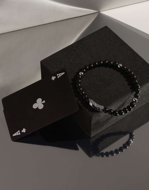 Najo - Atlas 6mm Matt Onyx & Steel Bracelet