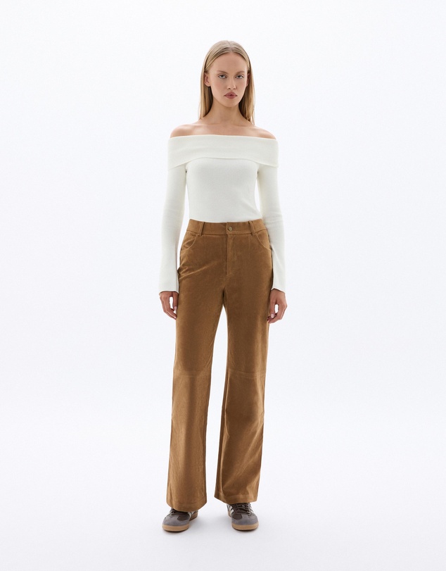 Dazie - Do Your Thing Faux Suede High Waisted Straight Leg Pants