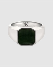 Kuzzoi - ICONIC EXCLUSIVE - Ring Male Signet Square Enamel Green 925 Sterling Silver