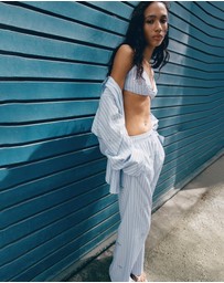 M.N.G - Striped Trousers with Bead Detailing