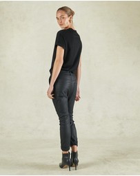 DRICOPER DENIM - Coated Black Cuffed Jeans