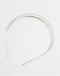 Lovisa - Silver Plated Double Layered Pearl & Crystal Headband
