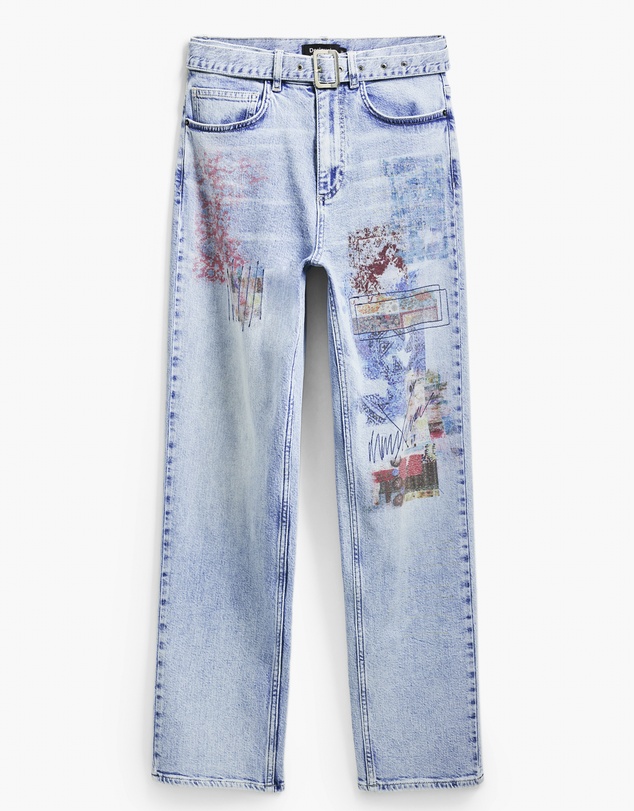Desigual - Straight Hindi print Jean