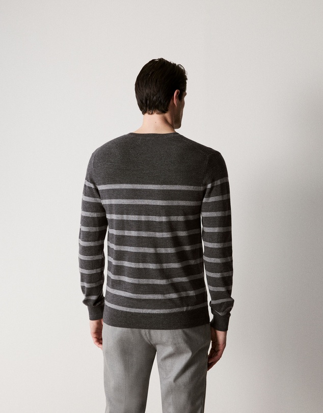 Trenery - Merino Stripe Knit in Charcoal