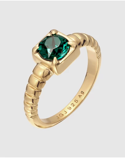 Elli Jewelry - Crystal Cocktail Ring in Gold-Plated 925 Silver