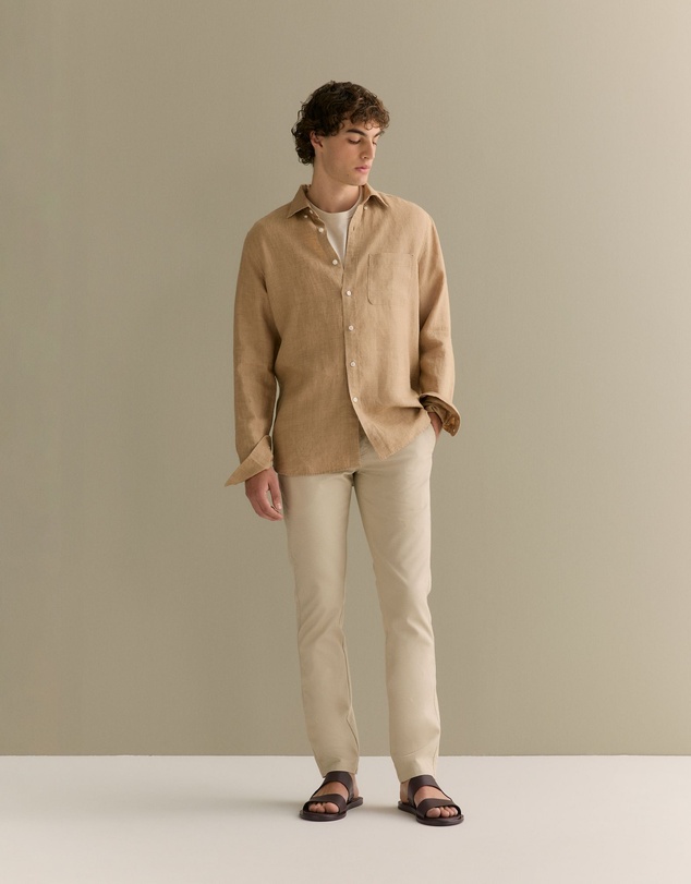 Trenery - Slim Fit Cotton Dobby Twill Chino in Fawn
