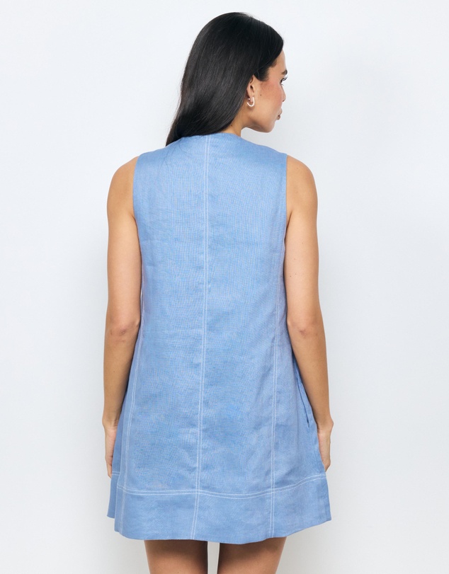 AERE - Anni Contrast Stitch Linen Mini Dress