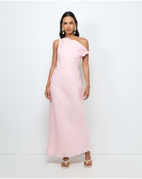 AERE - Fia Linen Draped Off Shoulder Maxi Dress
