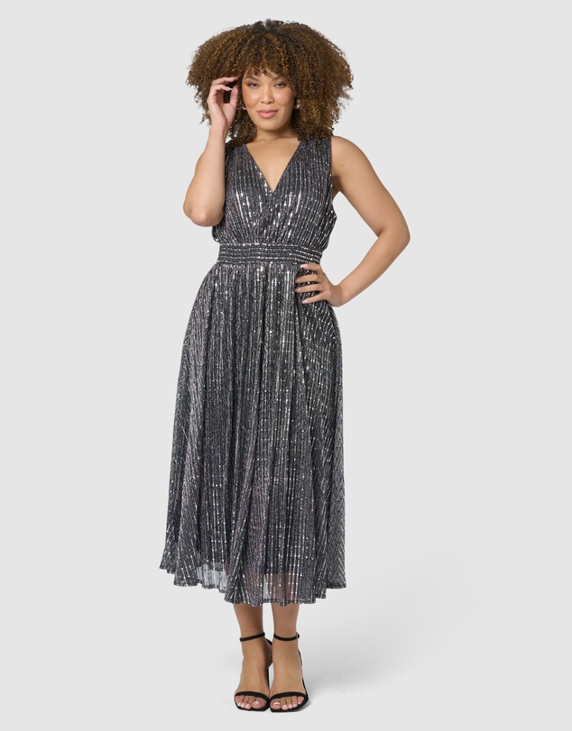 Pink Dusk by Curve Project - Sparkle Bright Midi Dress
