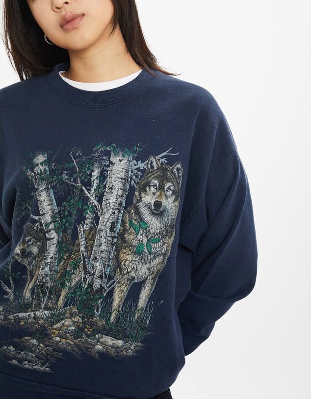 Vintage by The Real Deal - Pre Loved - Vintage 90s Wolf Wildlife Sweatshirt