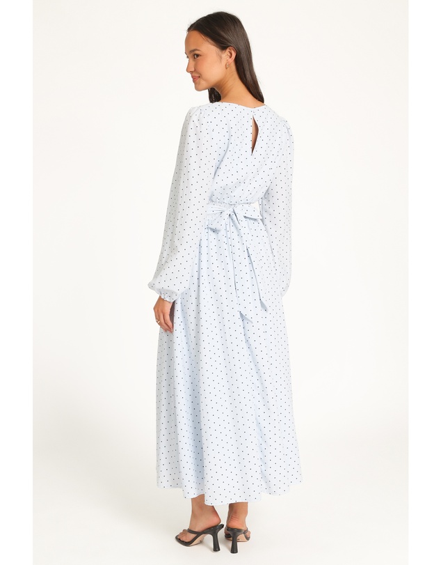 Petal & Pup - Roman Long Sleeve Maxi Dress - Blue Polka Dot