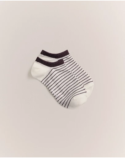 Trenery - Metallic Stripe Low Cut Sock in Dark Plum