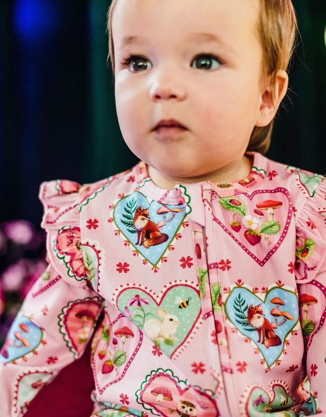 Fleur Harris - 'Woodland Love' Precious Frill Coverall in Sweet Peach