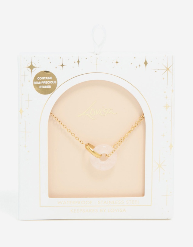 Lovisa - Waterproof Gold Plated Stainless Steel Acrylic Doughnut Pendant Necklace