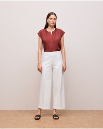 Trenery - Modal Cap Sleeve Blouse in Deep Red