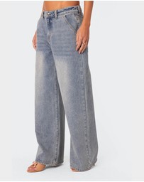EDIKTED - Myla Washed Wide Leg Jeans
