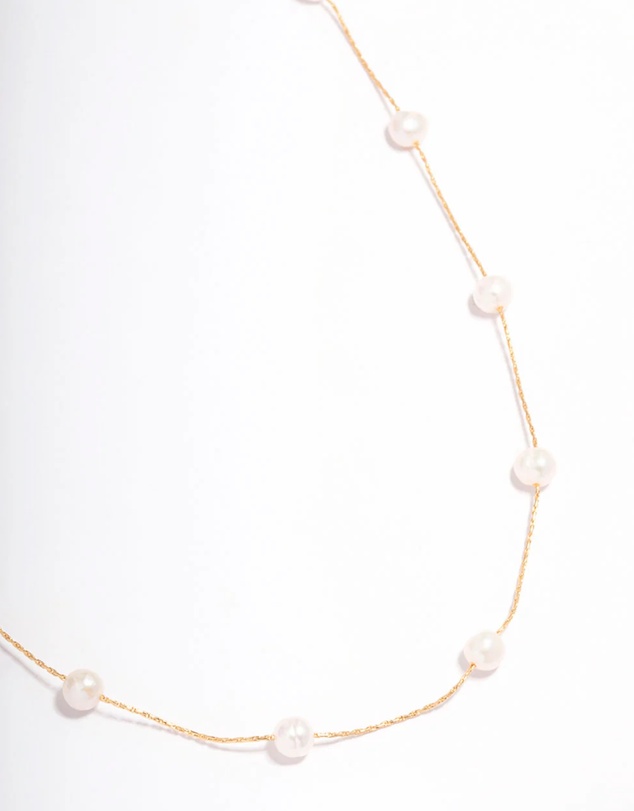 Lovisa - Gold Plated Freshwater Pearl Dotted Fine Short Necklace