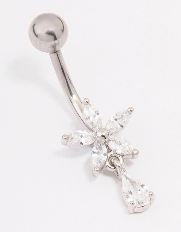 Lovisa - Surgical Steel Cubic Zirconia Flower & Pear Threadless Belly Bar