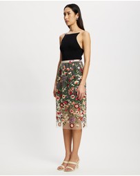 Lindsay Nicholas New York - Floral Sheer Lace Skirt with Underskirt