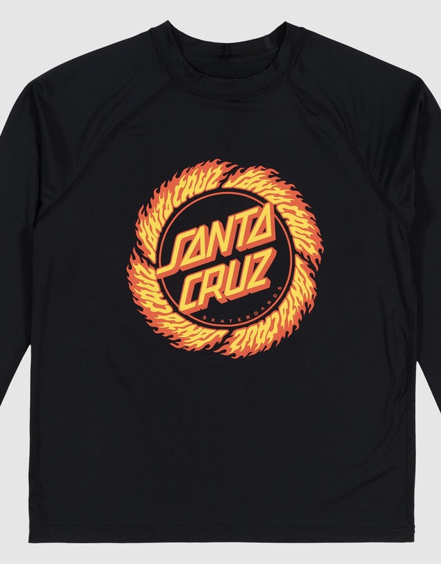 Santa Cruz - Flame Ringed Dot Front Rashguard - Teens