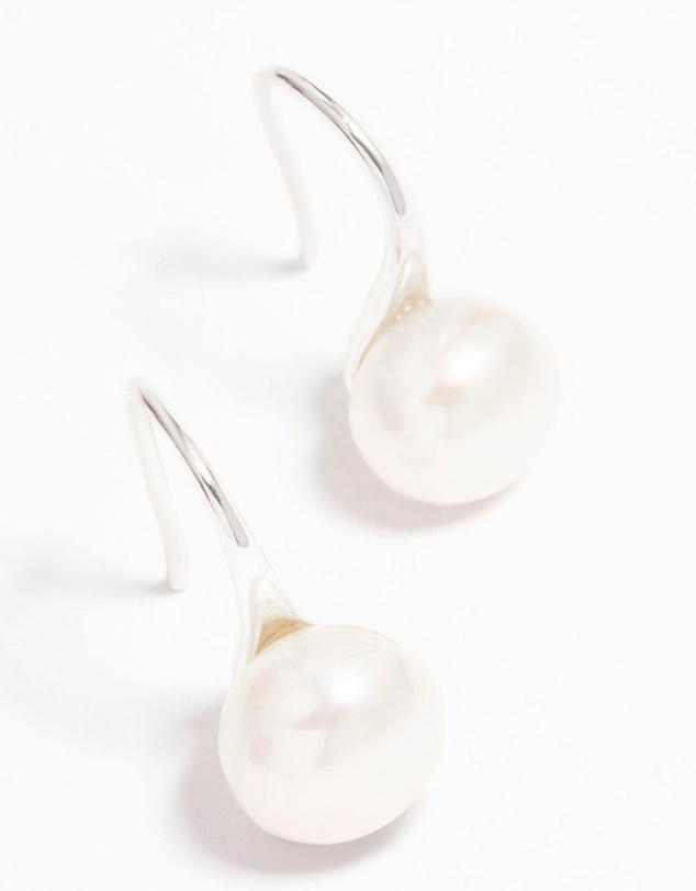 Lovisa - Silver Plated Freshwater Pearl Small Hook Drop Earrings