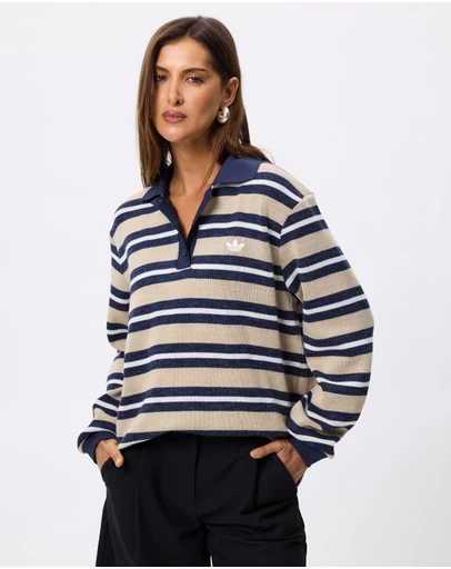 adidas Originals - Stripe Knitted Polo Top