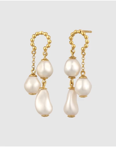 Elli Jewelry - Pearl Stud Earrings in Gold-Plated 925 Silver
