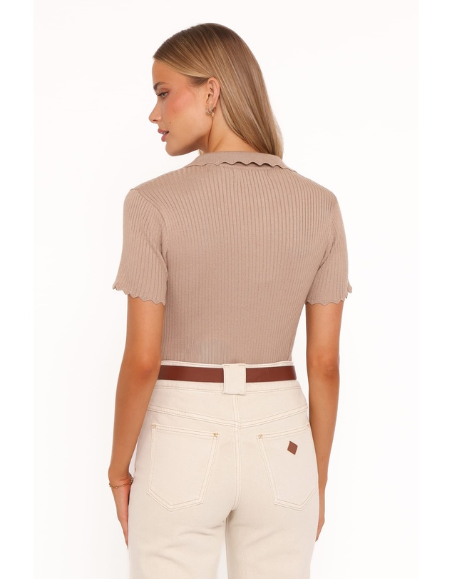 Petal & Pup - Aradia Scallop Collar Polo - Grey Morn