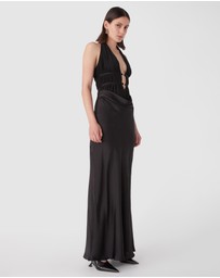 MISHA - Celine Mesh And Satin Gown