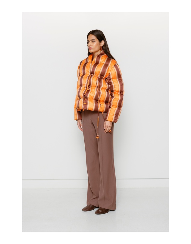 The Wolf Gang - Taja Puffer Jacket - Tangerine Stripe