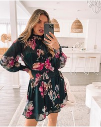 Esther & Co - Neary Dress - Emerald Floral