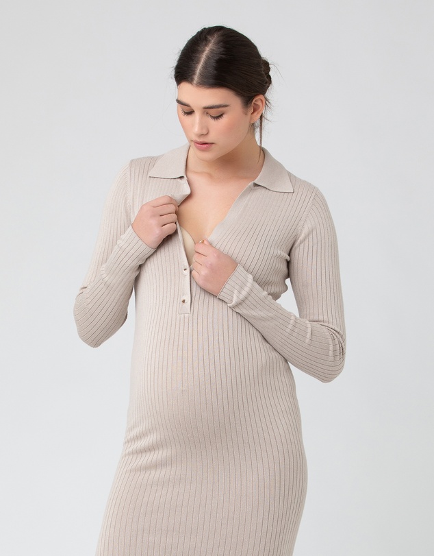 Ripe Maternity - Sammy Knit Polo Nursing Dress