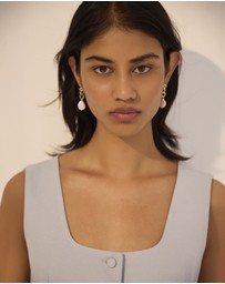 Oxford - Ash Chain/Pearl Earrings
