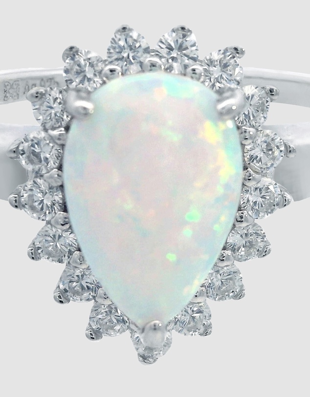 Georgini - Georgini Opal Glow Rozelle White Created Opal Silver Ring