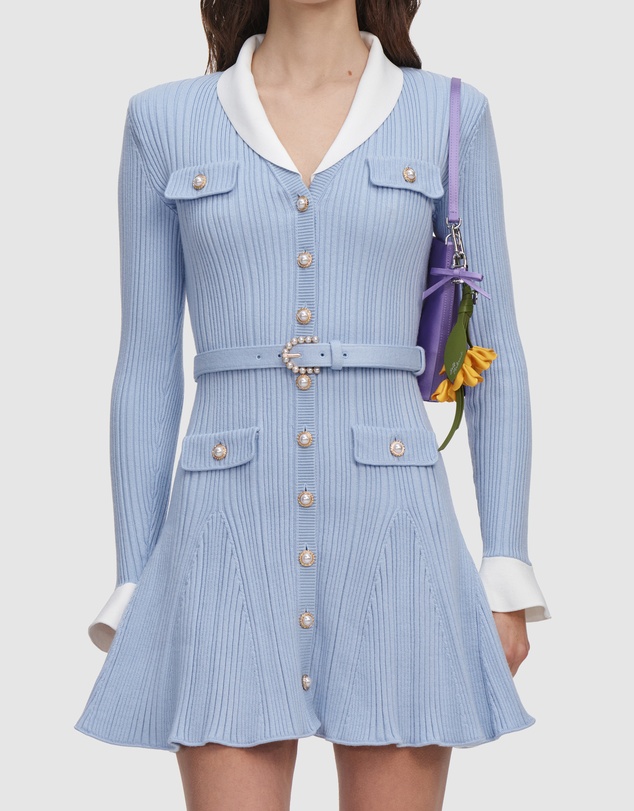 Self Portrait - Ribbed Knit Mini Dress
