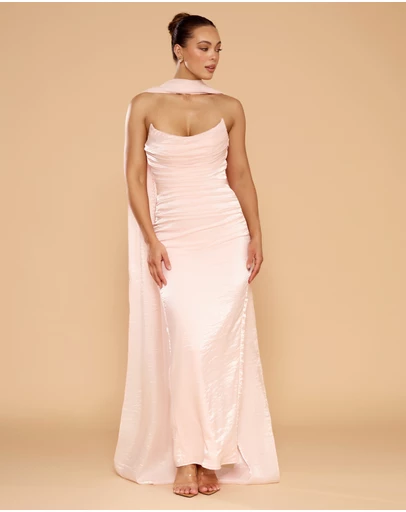 CATHERINE FERRARO - Evangeline Strapless Gown with Scarf