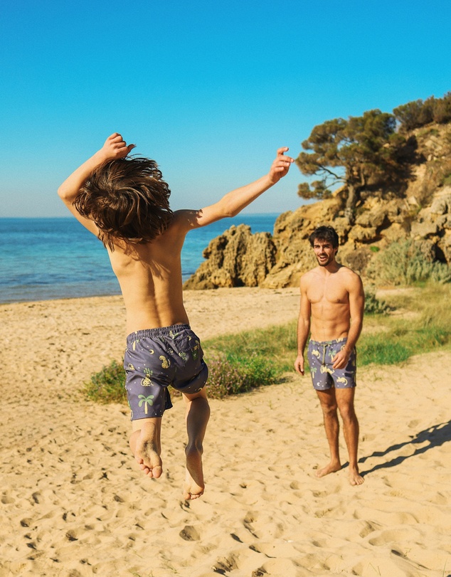 Skwosh - Leopard Nights Boys Swim Shorts in Charcoal
