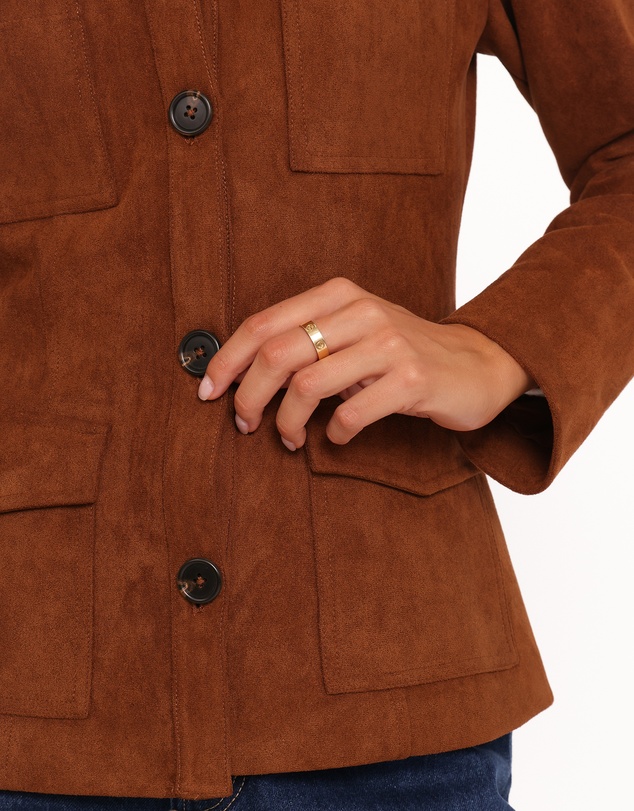 Petal & Pup - Mahlee Faux Suede Shacket - Copper Tan