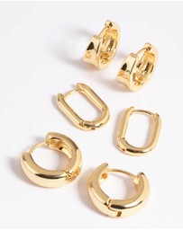 Lovisa - Gold Plated Brass Simple Huggie Hoop Earring Stack 6-Pack