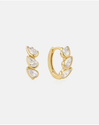 Ania Haie - Gold Triple Half-Bezel Teardrop Huggie Hoop Earrings