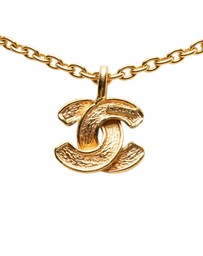 Pre-Loved by Azura Reborn - Pre-Loved Gold Plated Quilted CC Pendant Necklace