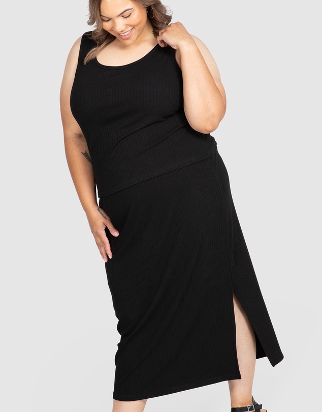 Love Your Wardrobe - Chelsea Rib Knit Midi Skirt