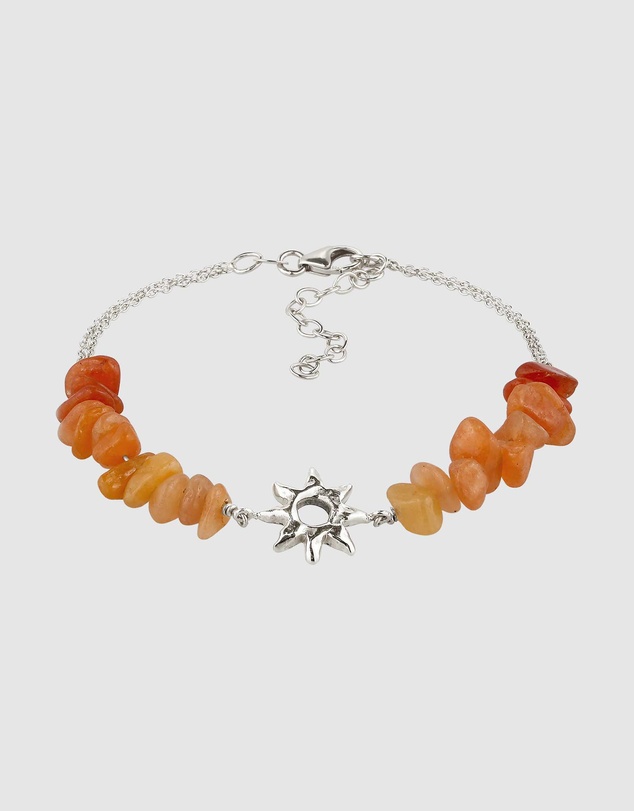 Elli Jewelry - Sunburst Aventurine Bead Bracelet in 925 Sterling Silver
