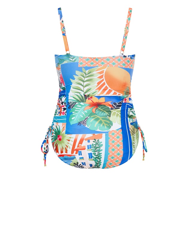 City Chic - Plus Size Positano Print 1 Piece - blue