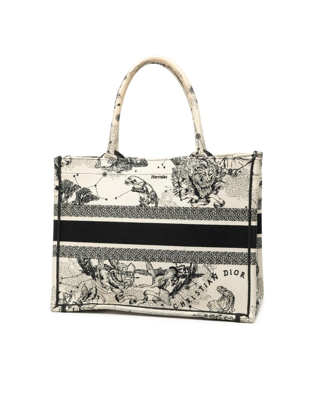 Pre-Loved by Azura Reborn - Pre-Loved Medium Canvas Embroidered Zodiac Toile De Jouy Book Tote