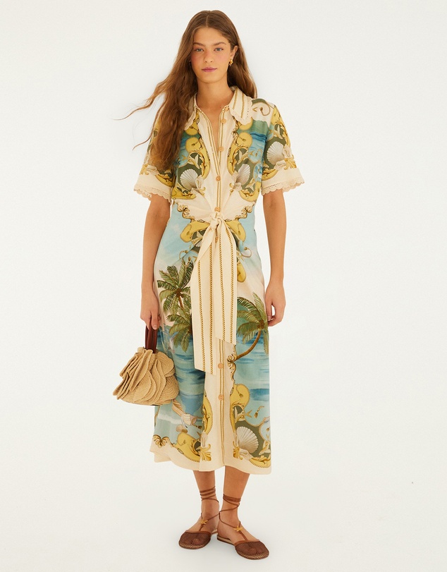 Farm Rio - Royal Sea Multicolor Midi Dress
