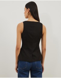 Atmos&Here - Solene Linen Blend Boat Neck Vest