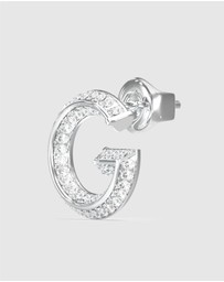 GUESS - Silver-Tone G Crystal Stud Earrings